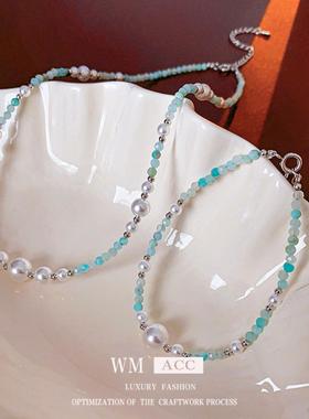 国潮珍珠项链女时尚锁骨链