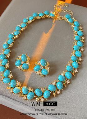 vintage锆石花朵饰品套装