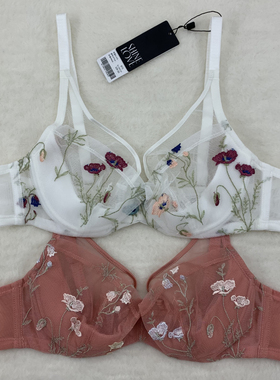 心爱内衣花枝锦4/4软钢圈超薄杯蕾丝刺绣文胸SL13AC41