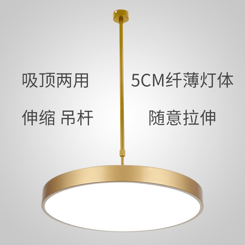金色圆形美发店高亮个性吊杆吊灯