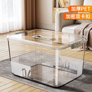 透明手提收纳箱家用零食储物玩具杂物整理大容量鱼缸养殖塑料箱子