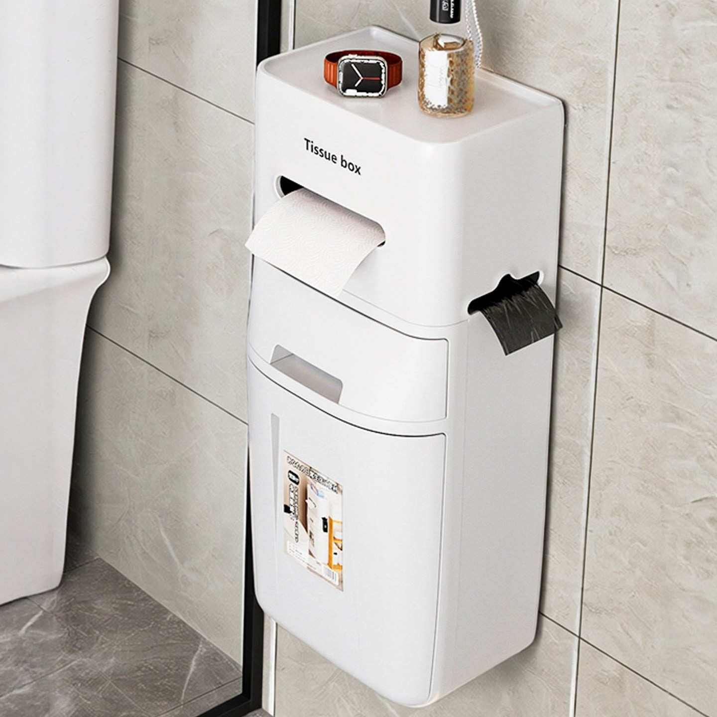卫生间厕纸盒免打孔壁挂式浴室防水卫生巾收纳盒厕所垃圾桶置物架,收纳整理,壁式收纳盒,淘宝优惠券,粉丝福利购,淘宝优惠卷
