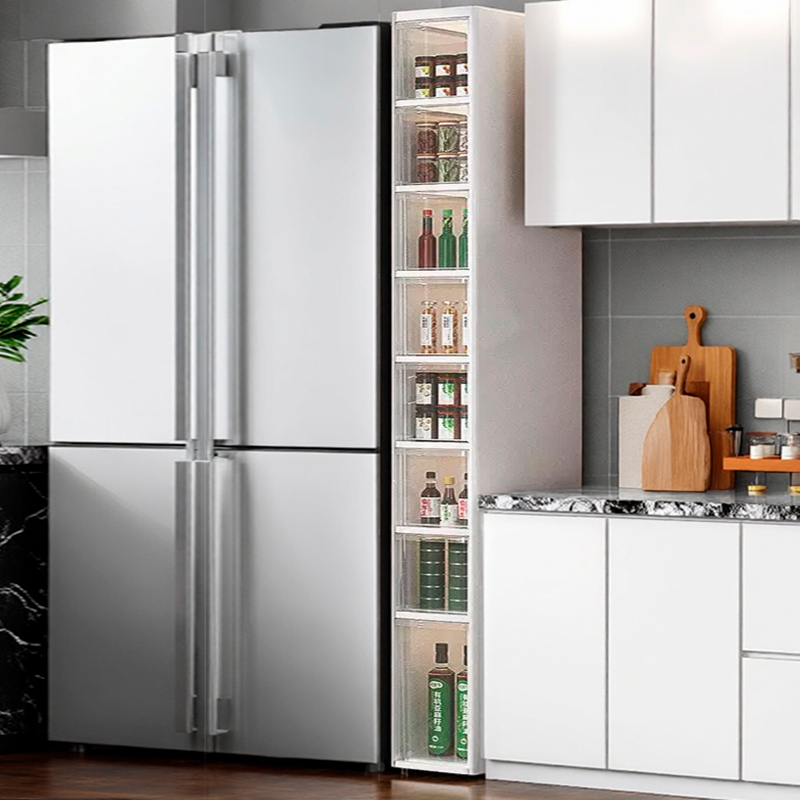 夹缝柜厨房收纳架免安装底部滑轮