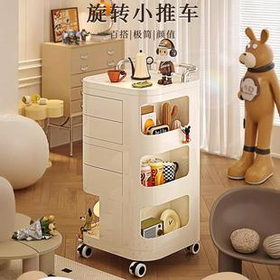 小推车置物架可移动旋转零食化妆品收纳柜多功能收纳架卧室床头柜