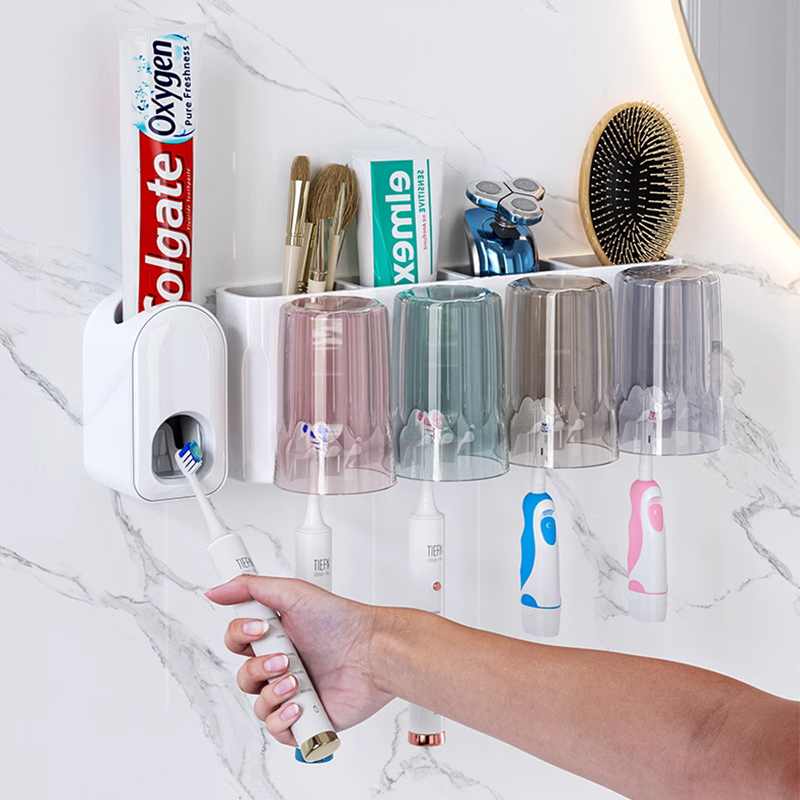 牙刷架壁挂免打孔摔不破组合装