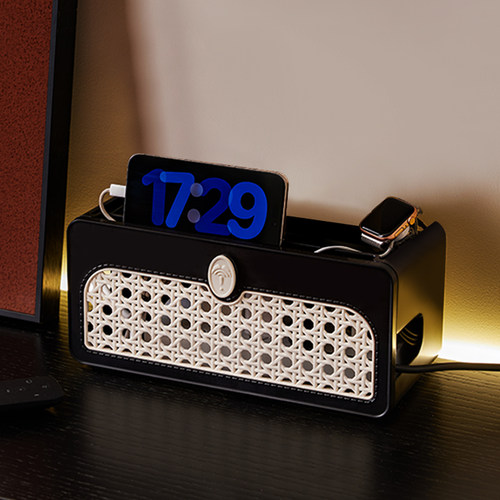 轻奢中式插线板收纳盒透气散热