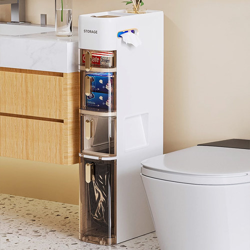 夹缝柜垃圾桶一体免安装分层抽屉