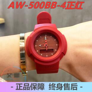 SHOCK复古圆盘运动手表男女多功能AW 500E 500BB 1表 卡西欧G