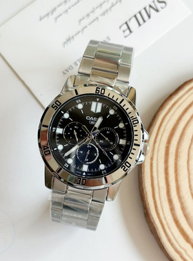 CASIO卡西欧手表男商务防水钢带休闲石英MTP-VD300D-1E 2E VD01