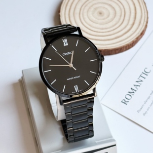卡西欧CASIO时尚简约黑色经典三针走时商务石英手表MTP-VT01B-1B