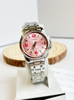 卡西欧粉色LTP-1314D- 1241 1177防水指针日历碎碎冰钢带学生女表
