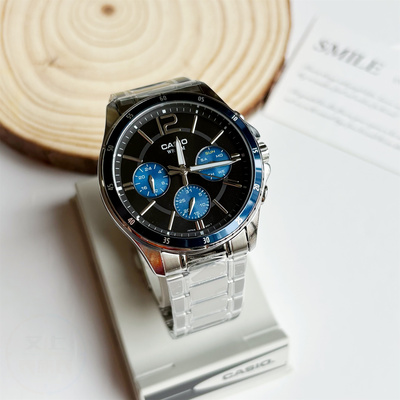 卡西欧商务钢带男手表