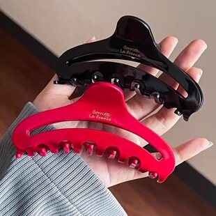 法式 后脑勺盘发鲨鱼夹发卡头饰 复古镂空抓夹大号仿醋酸发夹时尚