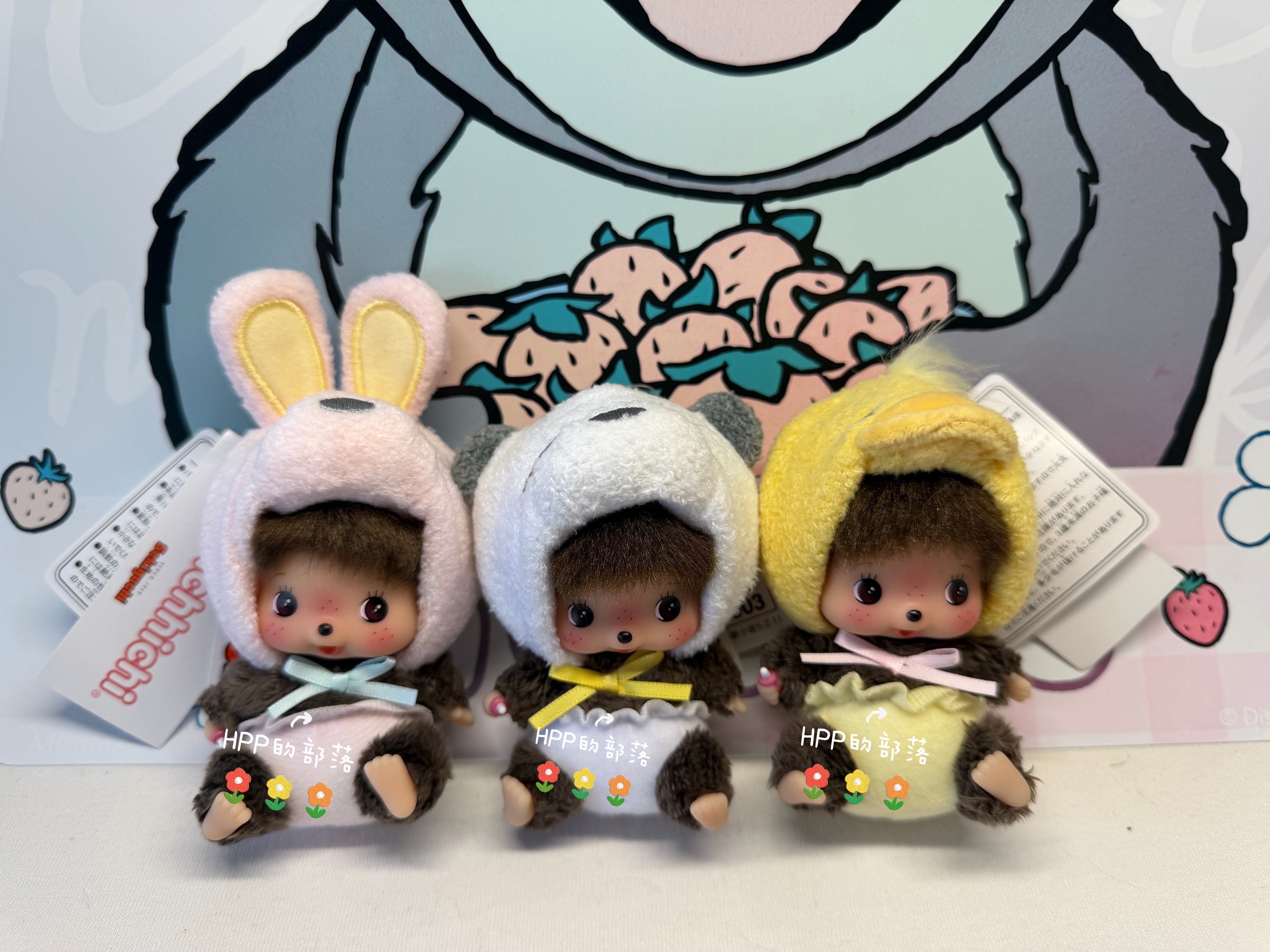 现货日本正版 Monchhichi 蒙奇奇 mini贝奇奇动物兔熊猫鸡 BB挂件