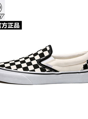 BADBOY官方正品黑白棋盘格子男女鞋帆布鞋低帮休闲一脚蹬新款潮女