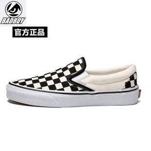 低帮休闲一脚蹬新款 帆布鞋 潮女 黑白棋盘格子男女鞋 BADBOY官方正品