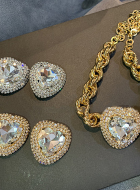 欧美个性满钻爱心项链气质网红新款choker缠绕链条颈链时尚颈饰女