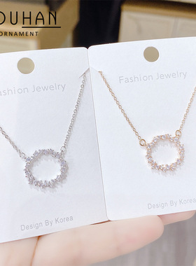 蓝色大海同款锆石项链韩版女锁骨链直播钛钢项链首饰饰品源头工厂