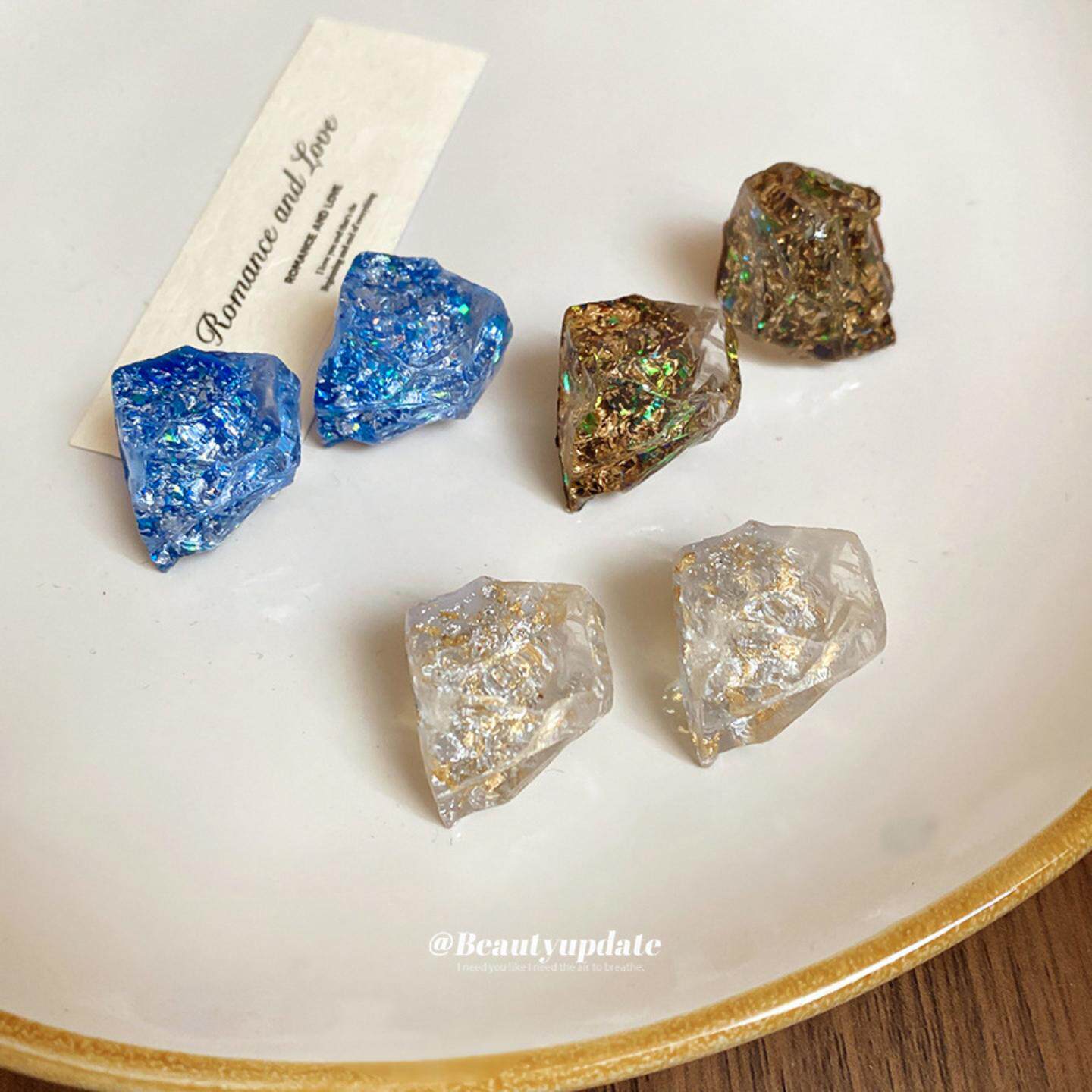 银针不规则树脂耳钉个性创意独特设计耳环清新甜美耳饰小众高级感