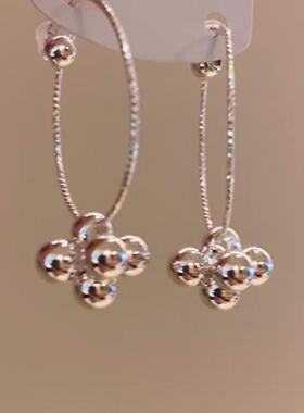 欧美ins银针圆球几何圆形耳圈冷淡风个性小众耳环简约高级感耳饰