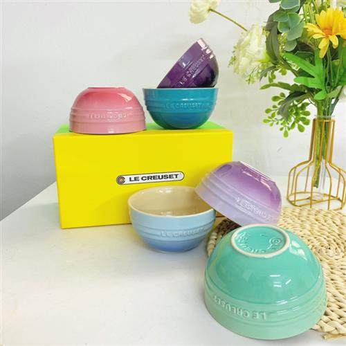 法国酷彩碗le creuset12cm彩虹碗六件套珐琅彩可爱陶瓷饭碗早餐碗