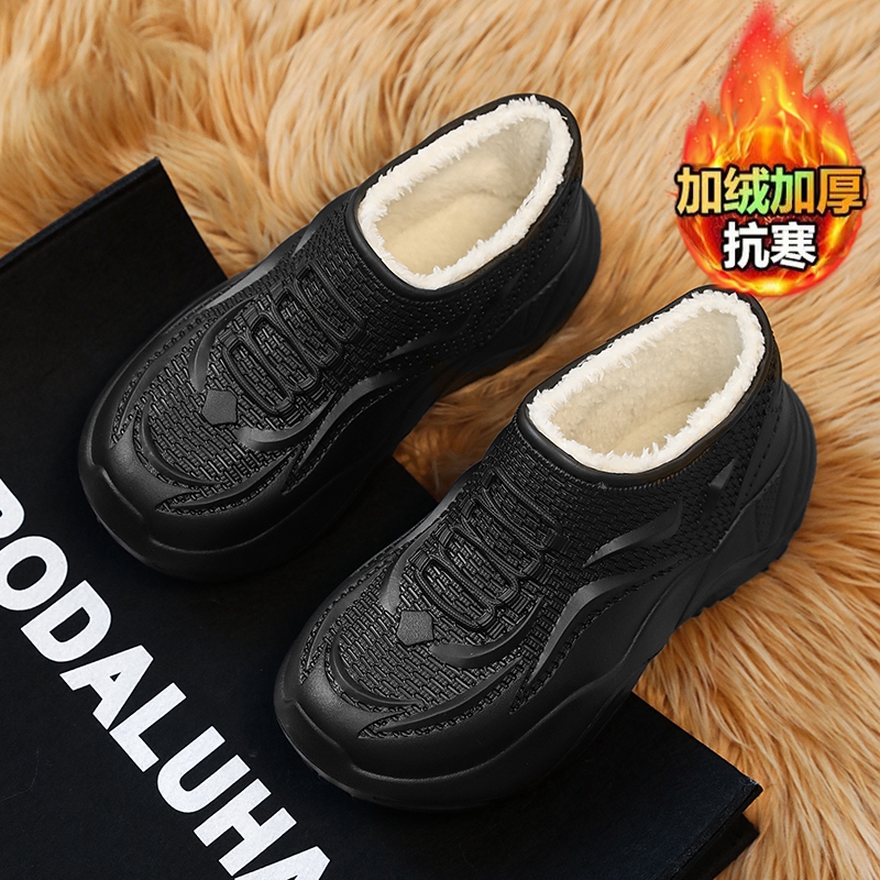厨师鞋包跟棉拖鞋男防寒冬季防水防滑耐磨加绒加厚保暖懒人一脚蹬