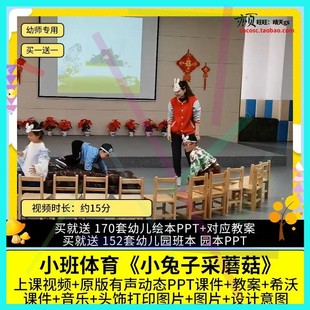幼儿园优质公开课小班体育活动《小兔子采蘑菇》视频PPT课件教案2