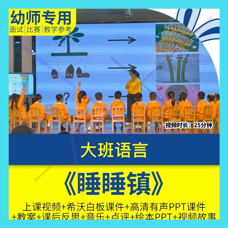 幼儿园优质公开课大班语言《睡睡镇》视频教案希沃白板课件ppt1