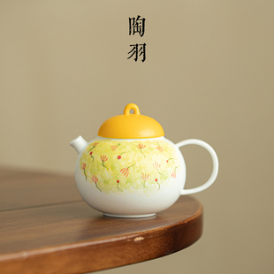 岩矿白油画丹桂圆满小西施轻奢家用陶瓷茶壶高档功夫茶具泡茶壶