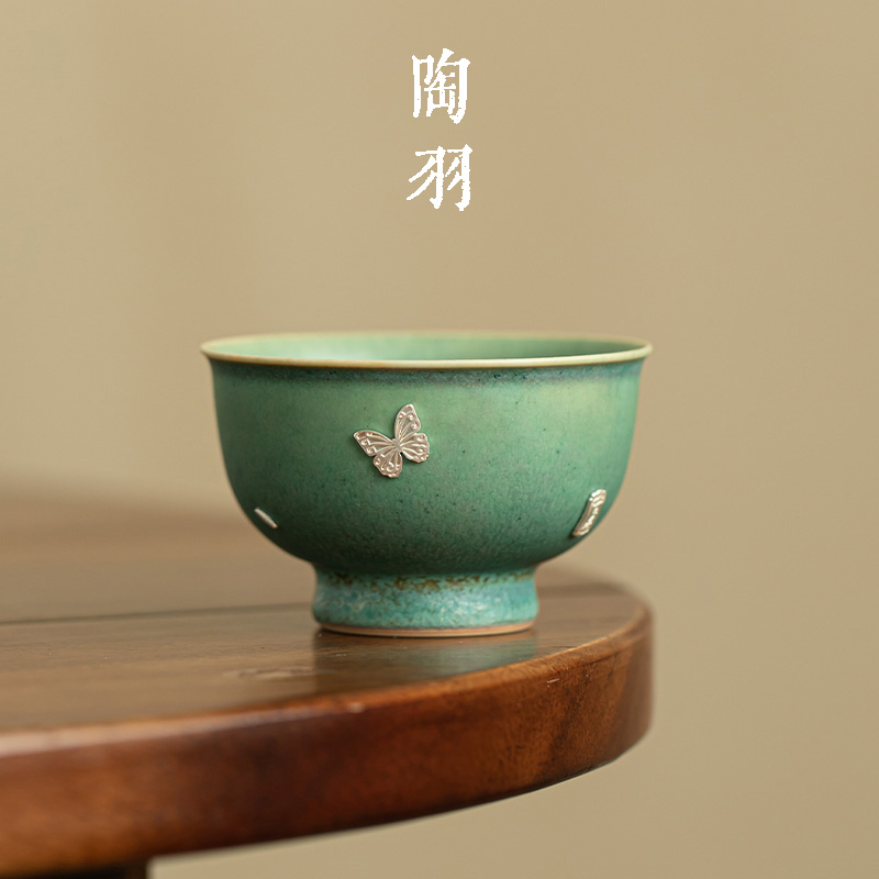 窑变锯银反口杯功夫茶具