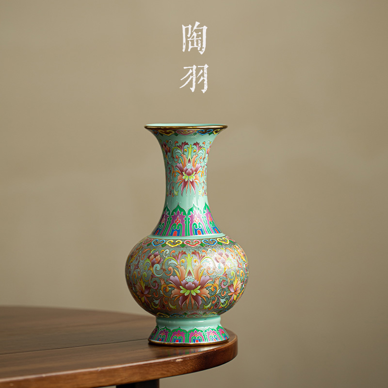 金口掐丝银珐琅彩天球花瓶摆件