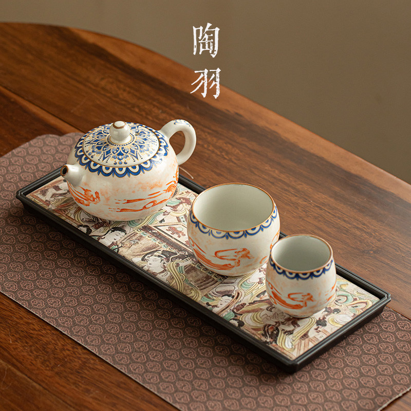 汝窑敦煌飞天西施壶一壶两杯茶壶茶杯家用茶盘功夫茶具复古泡茶器,餐饮具,茶壶,淘宝优惠券,粉丝福利购,淘宝优惠卷