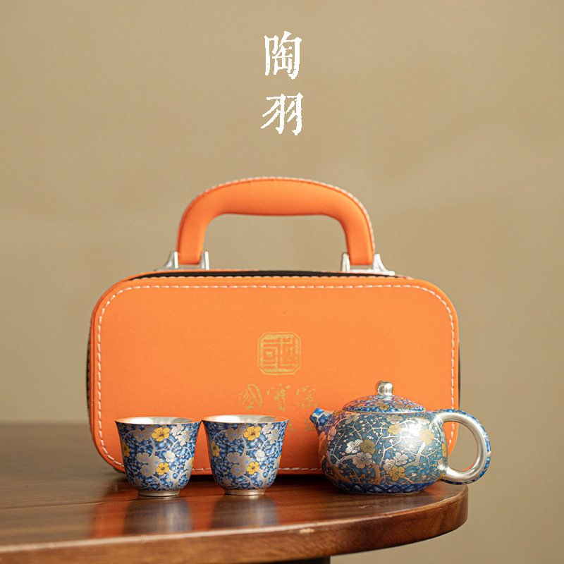 鎏银冰梅西施壶一壶两杯家用陶瓷泡茶壶茶杯功夫茶具套组可携式礼
