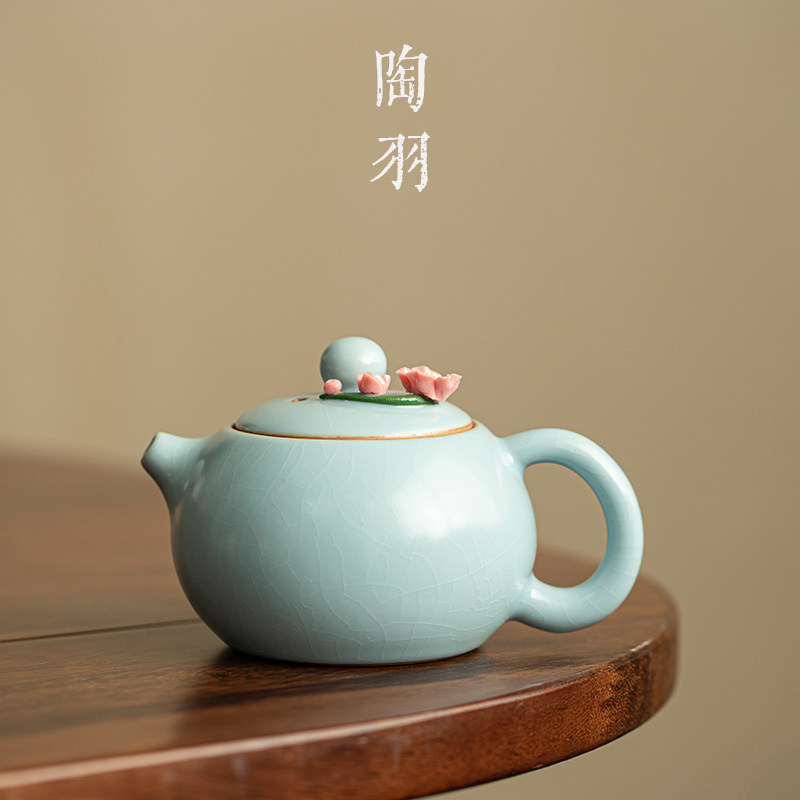 仿宋汝窑天青手工捏花西施壶家用陶瓷茶壶防烫功夫茶具泡茶器单个,餐饮具,茶壶,淘宝优惠券,粉丝福利购,淘宝优惠卷