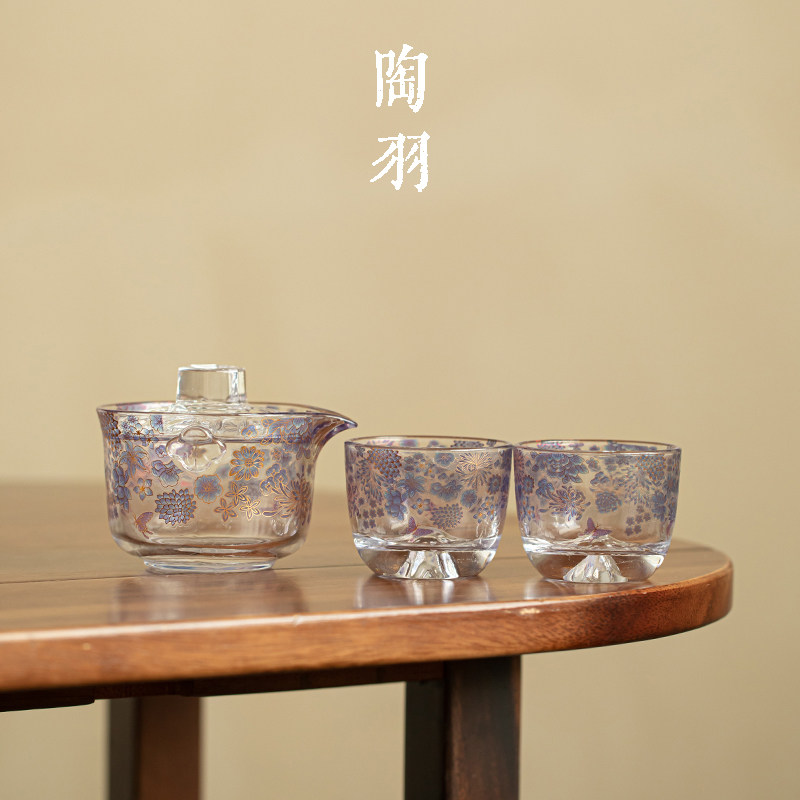 高硼硅玻璃繁花手抓一壶两杯