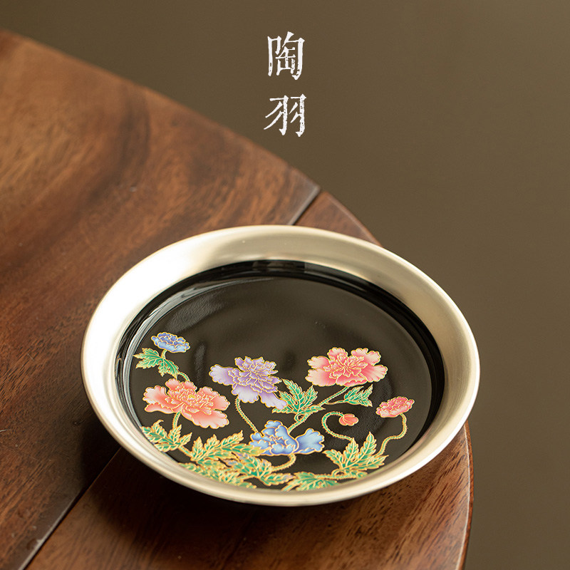 虞美人壶承鎏银茶盘家用陶瓷