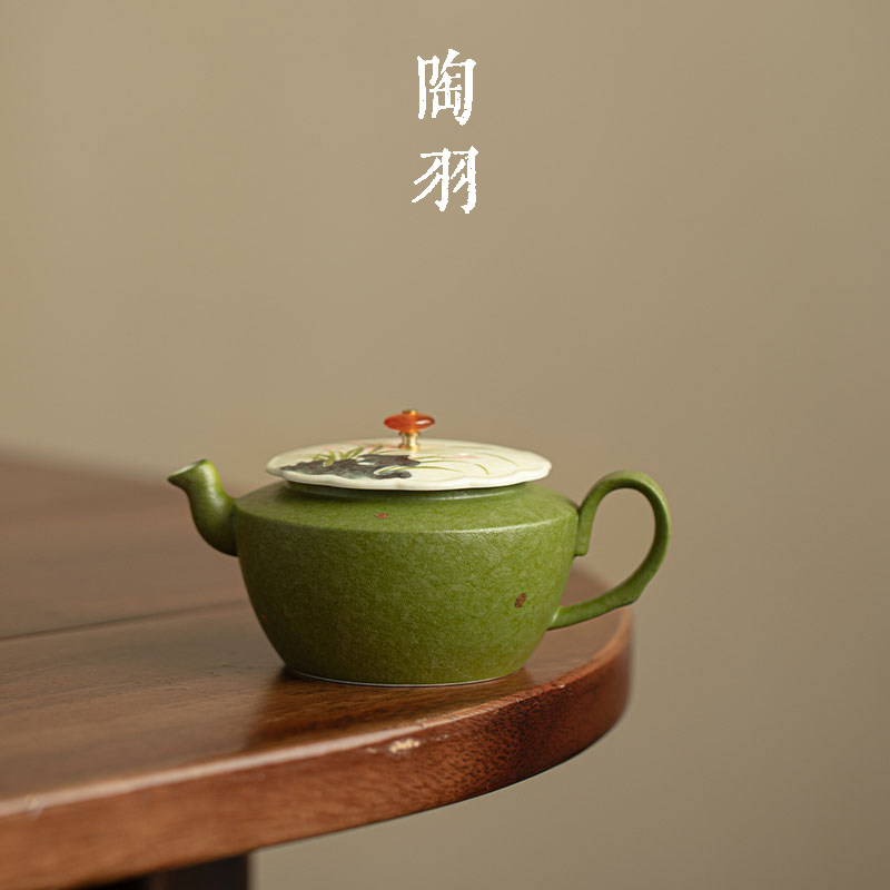 岩矿白青釉兰石汉钟壶家用陶瓷茶壶单壶高档泡茶壶功夫茶具泡茶器