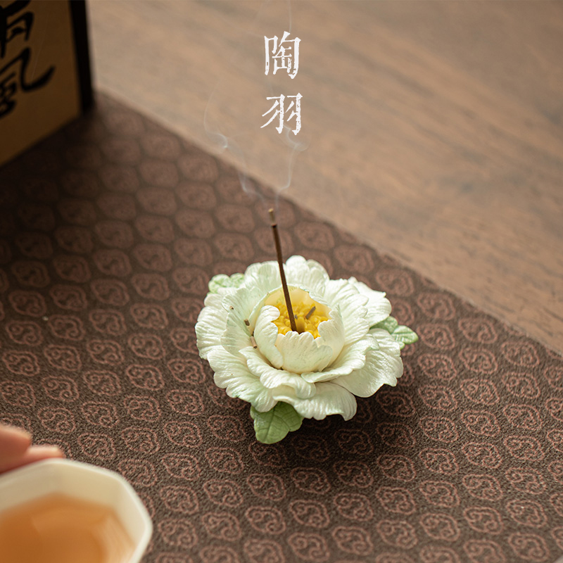 手工捏花绿牡丹线香香插香托