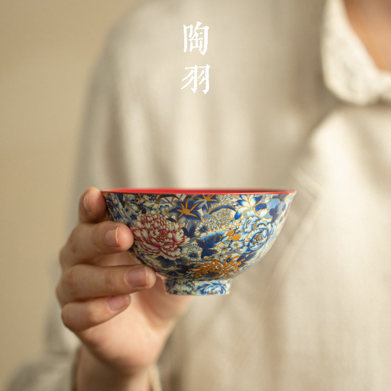 万花银锦茶碗主人杯功夫茶具