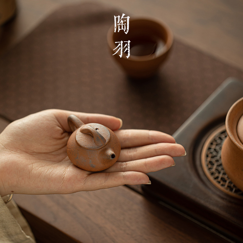 老岩泥粗陶石瓢指间壶可养茶宠壶