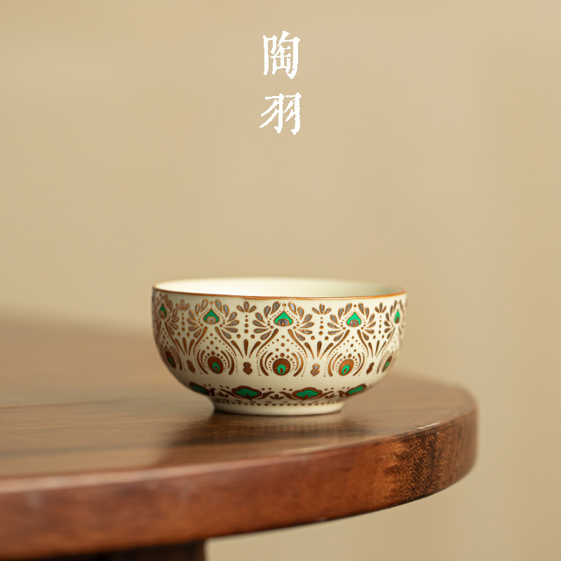 汝窑敦煌凤翎平川杯大号茶杯