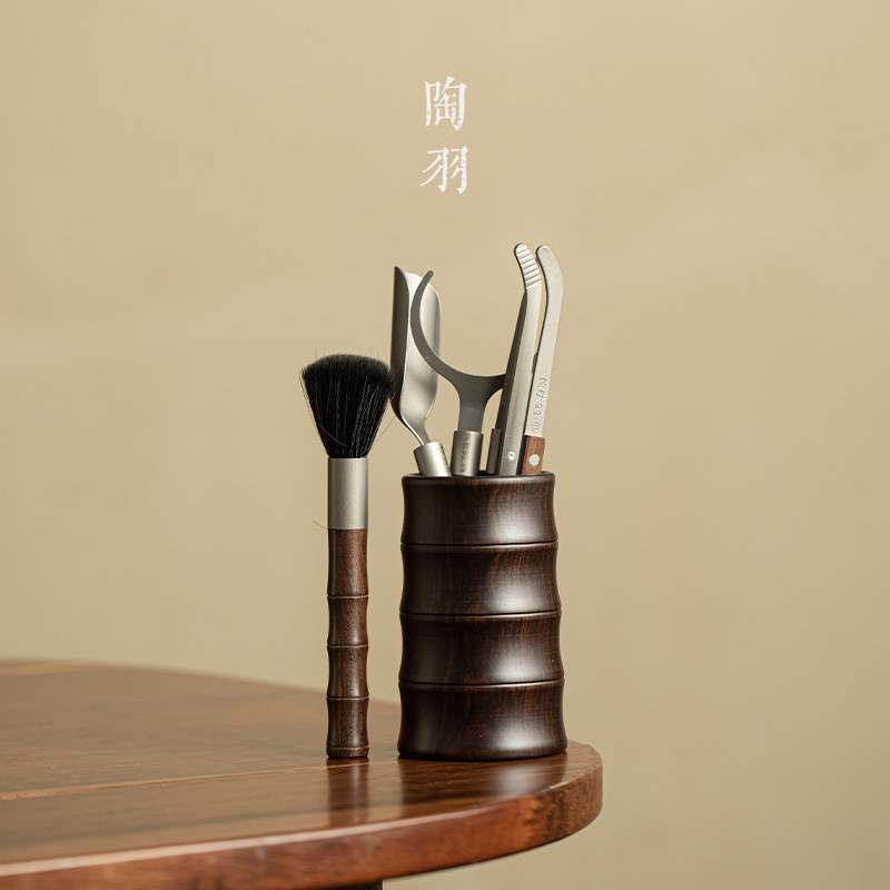 黑檀木竹节茶道六君子套装
