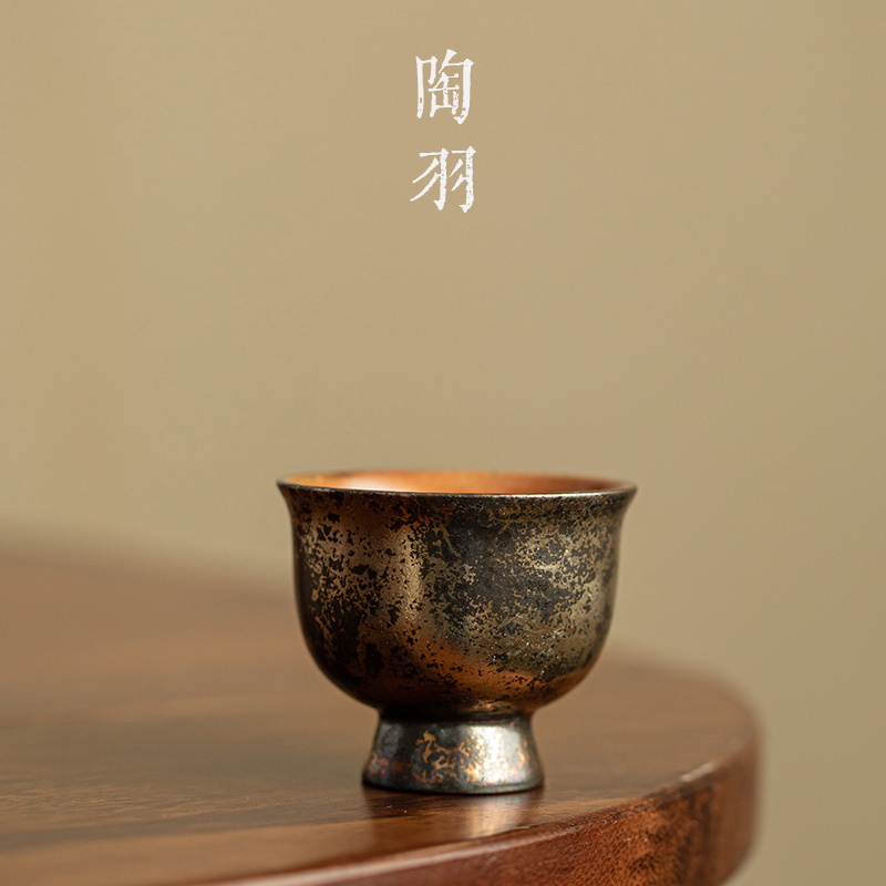 志野鎏金小拙杯家用陶瓷茶杯