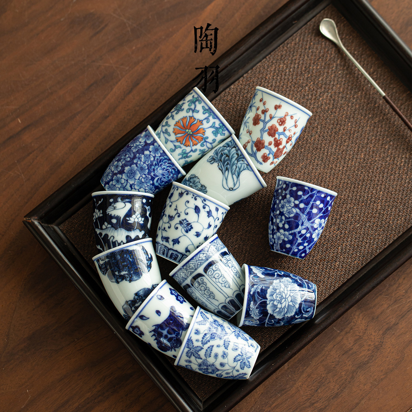 仿古青花冰梅闻香茶杯家用陶瓷主人杯新中式高档功夫茶具品茗杯