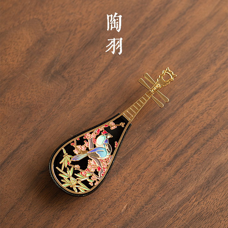花鸟琵琶小香炉合金创意桌面摆件书房家用茶几香薰熏香炉茶道配件