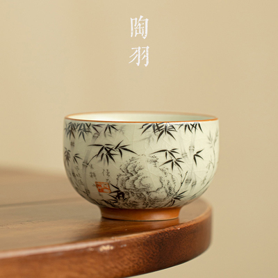 汝窑墨竹铜心杯功夫茶具