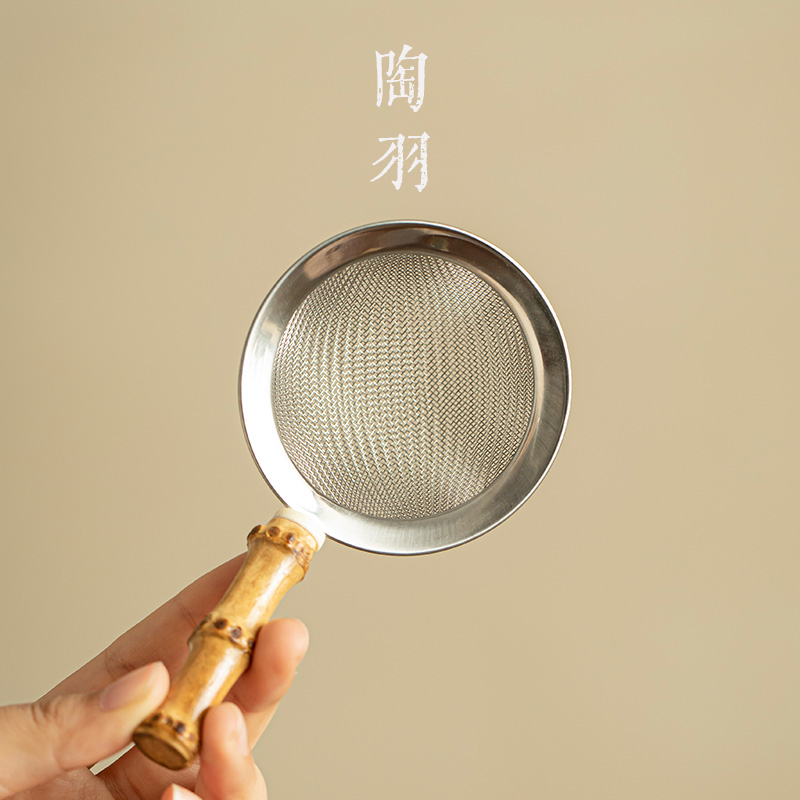竹节柄茶漏不锈钢茶滤茶叶过滤泡茶器家用中式功夫茶具茶道配件