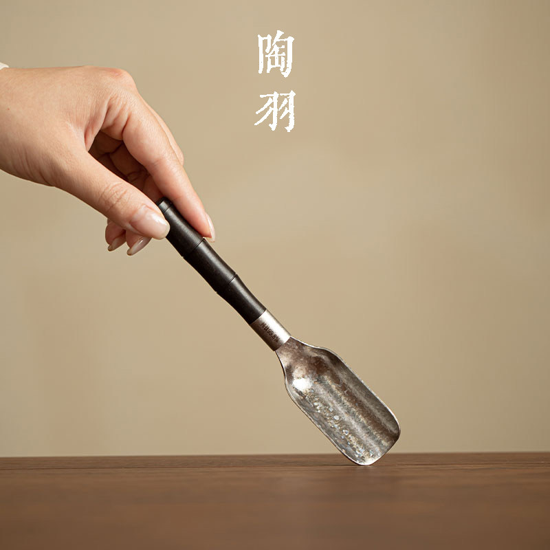 黑檀竹节结晶钛茶勺高档家用纯钛茶匙轻奢复古功夫茶具茶道配件