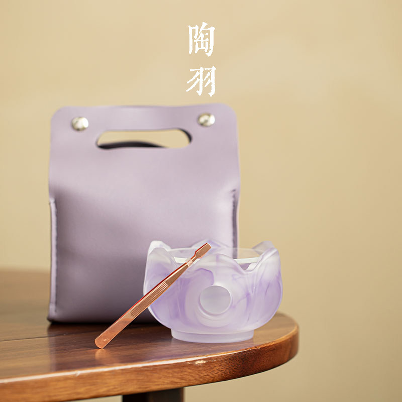 紫云彩莲花温茶炉家用琉璃小火炉蜡烛煮茶底座保温暖茶器烘茶炉