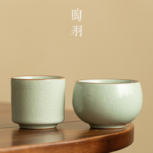汝窑茶杯主人杯个人专用单杯开片可养家用陶瓷大号品茗杯功夫茶具